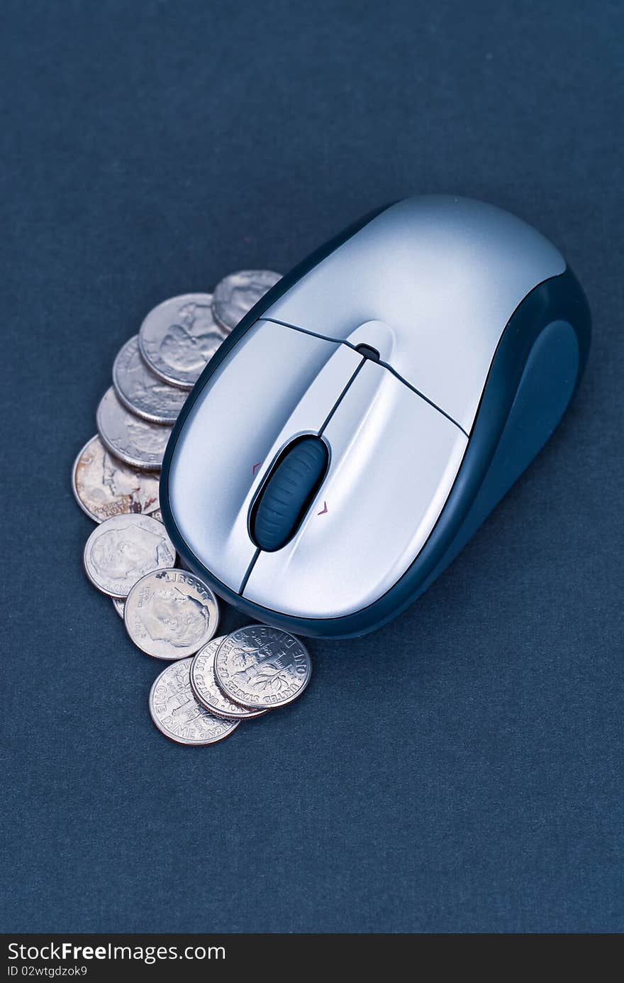 Online Banking Concept Image with Mouse and Coins