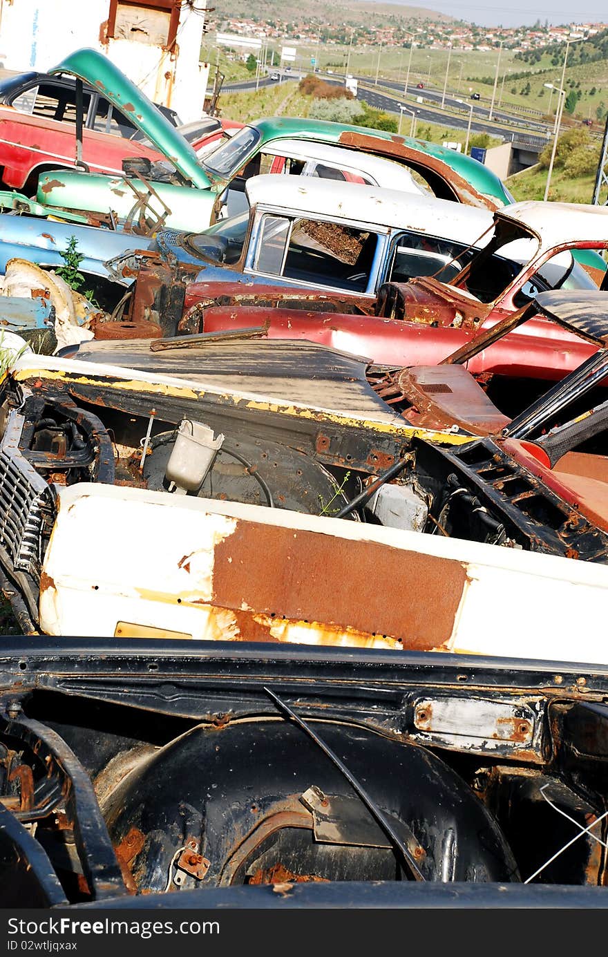 Vintage cars abandoned and rusting away in rural wyoming. Vintage cars abandoned and rusting away in rural wyoming