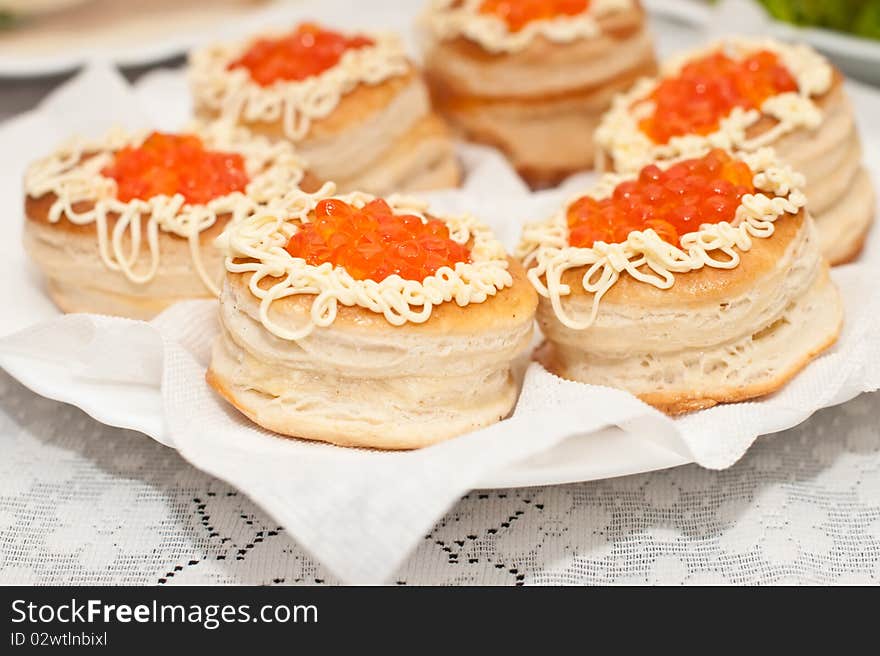 Biscuit With Red Caviar