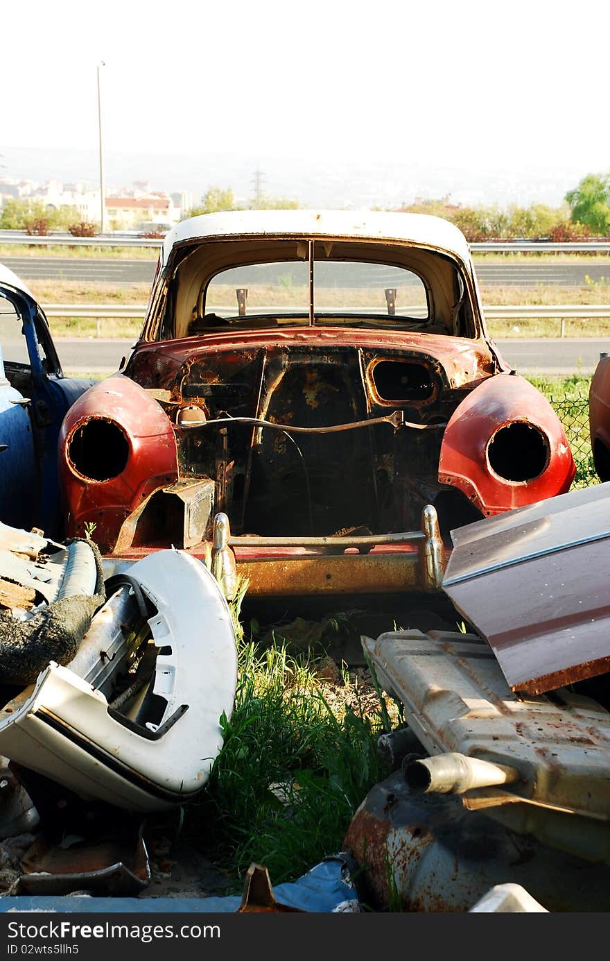 Vintage cars abandoned and rusting away in rural wyoming. Vintage cars abandoned and rusting away in rural wyoming