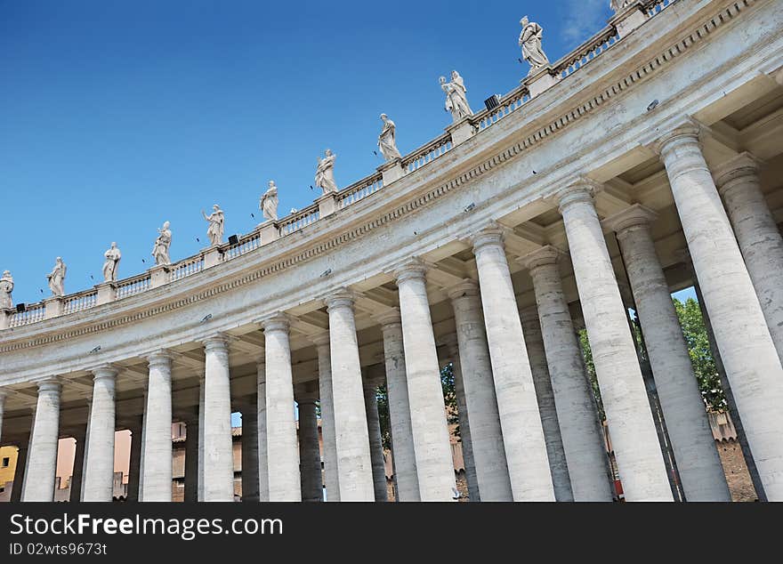 Colonnade of St. Peter's Basilica in Vatican, Rome, Italy. Colonnade of St. Peter's Basilica in Vatican, Rome, Italy.