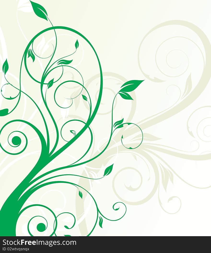 Abstract green floral background ()