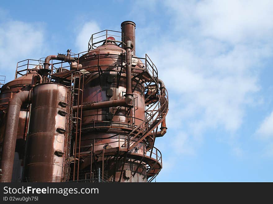 Old industrial gasworks that is now a city park at Seattle Washington USA. Old industrial gasworks that is now a city park at Seattle Washington USA.