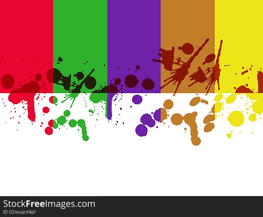 Illustration of colorful splatters and drips on white background. Illustration of colorful splatters and drips on white background.