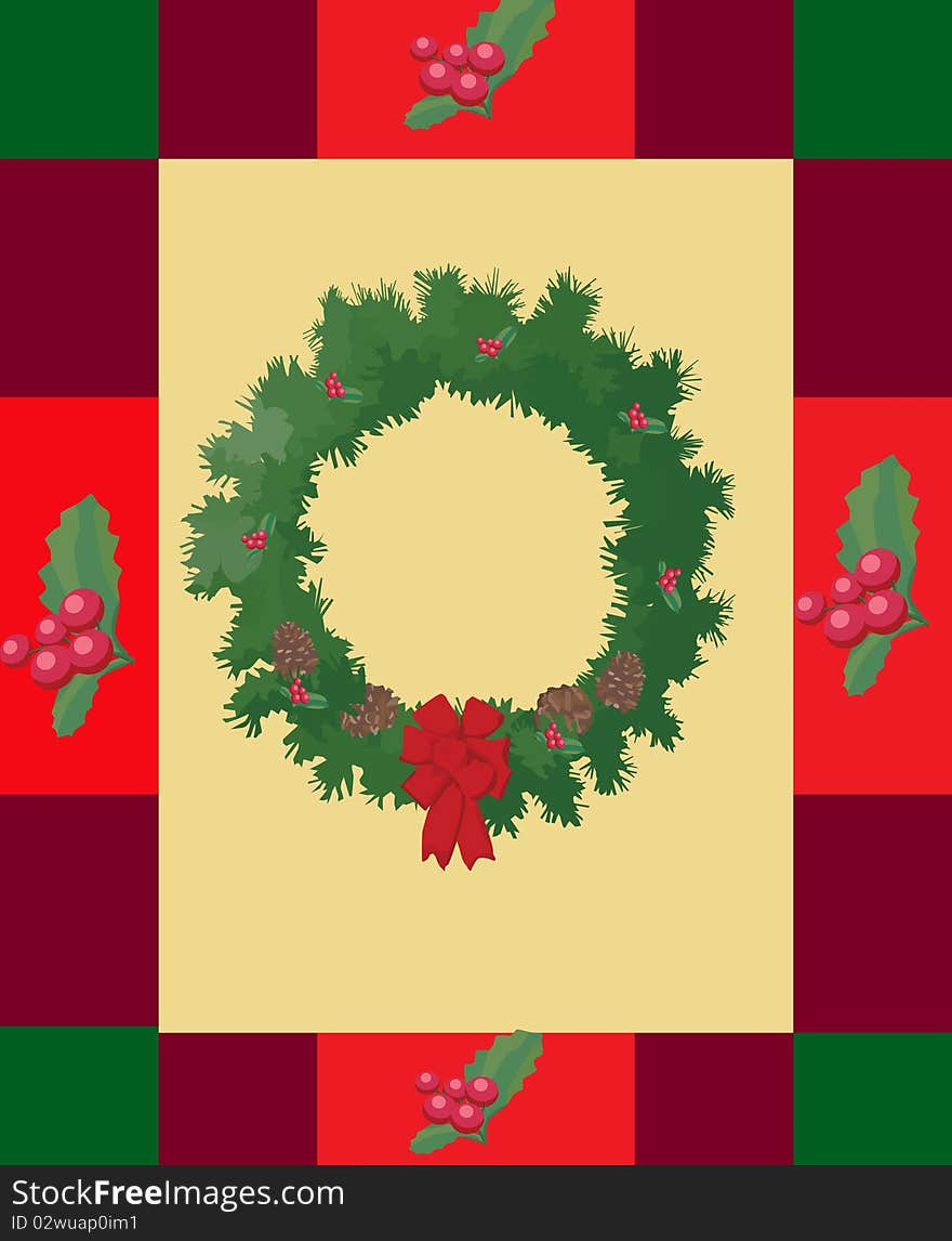 Holly Wreath Christmas Card