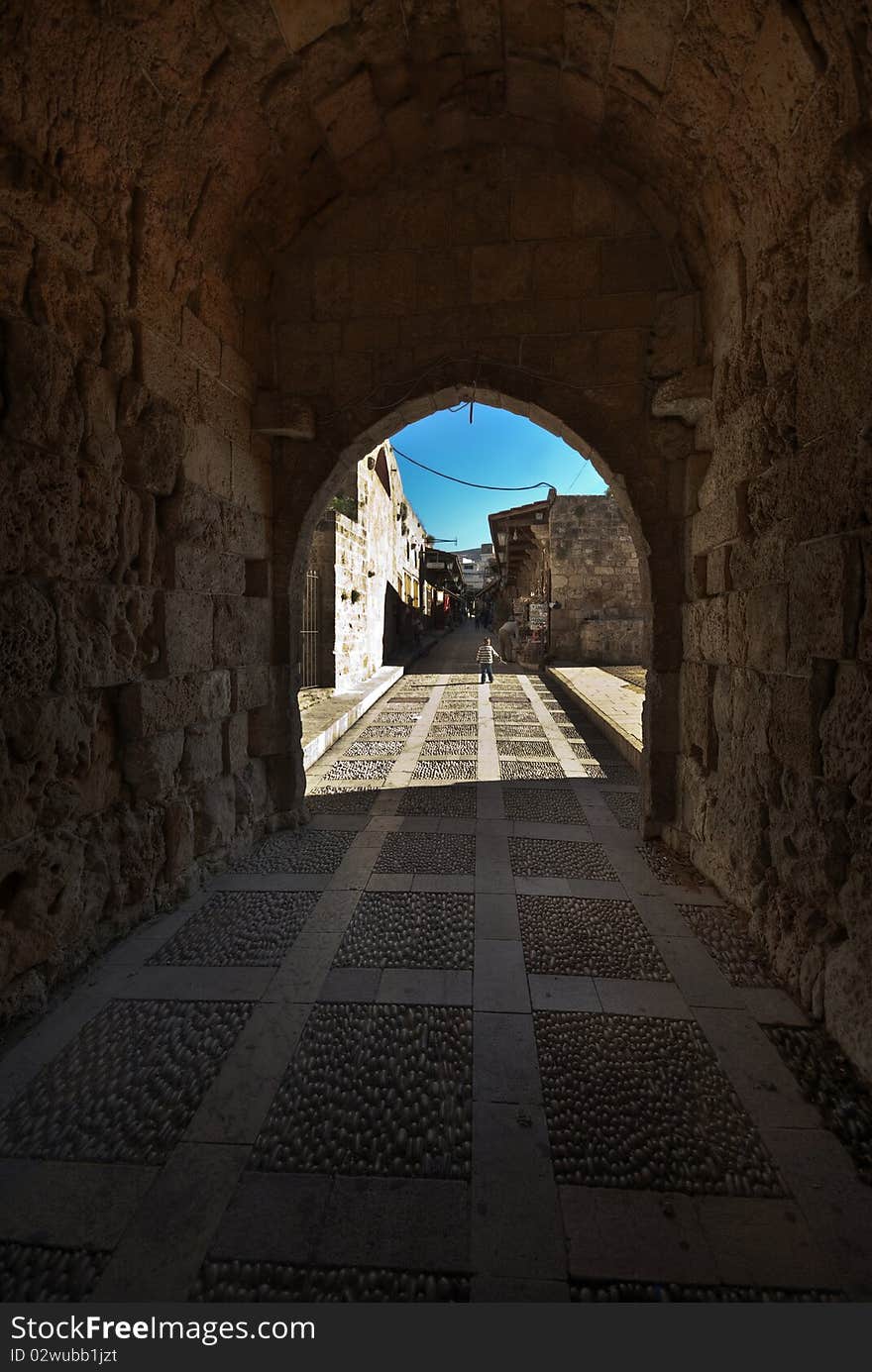 Old road with an arch in Byblos north lebanon