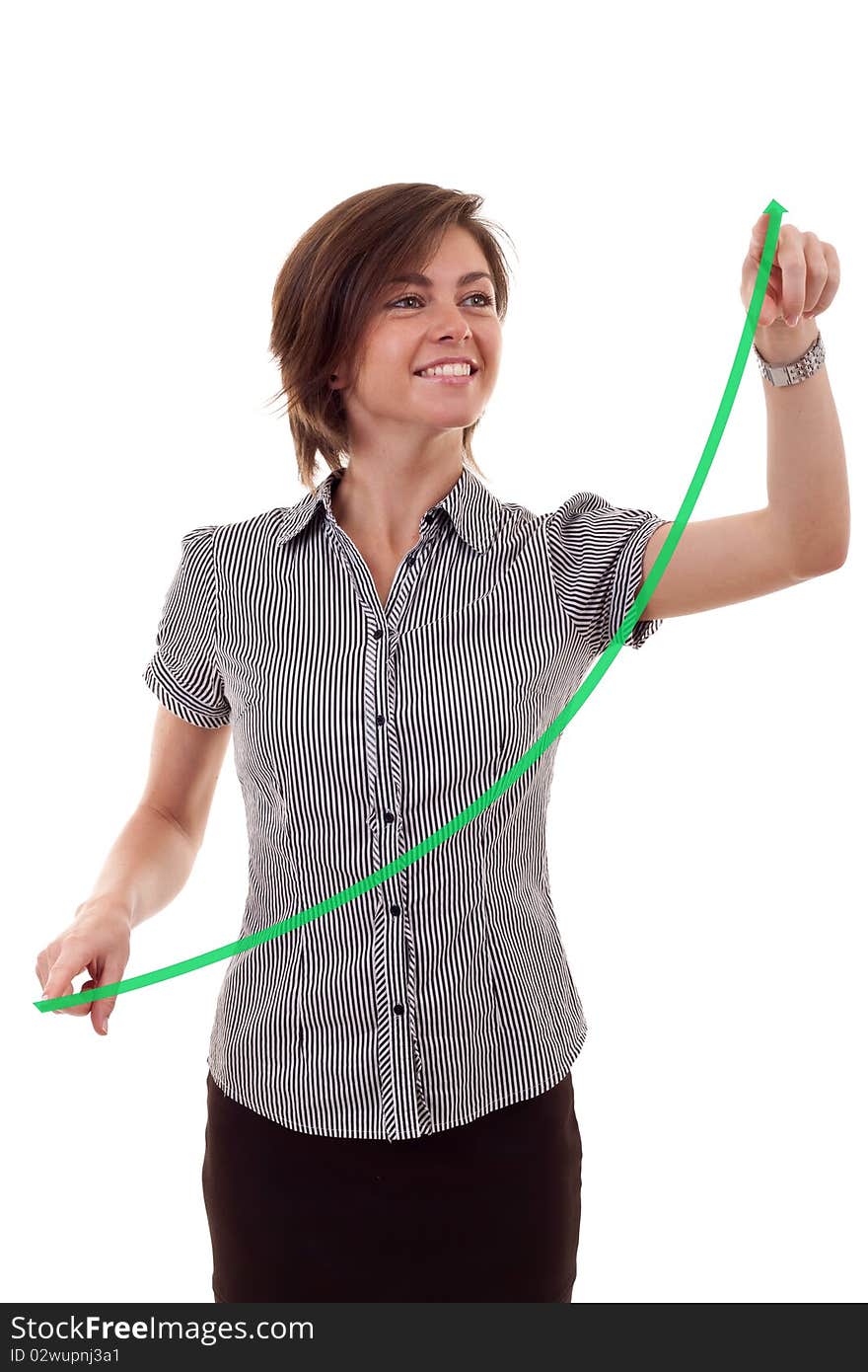 Woman drawing a growing graph