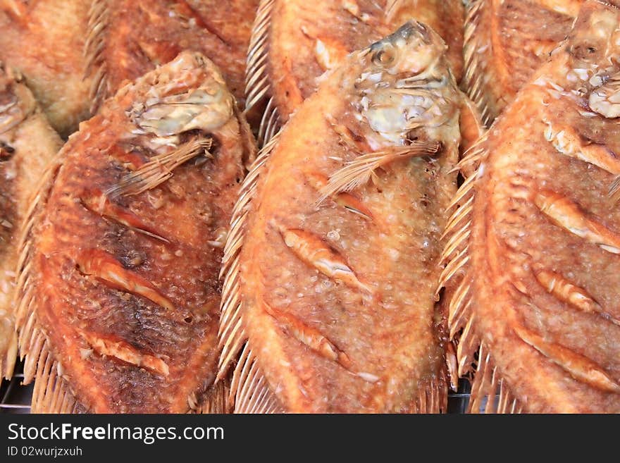 Grilled fish in the street market, Thailand