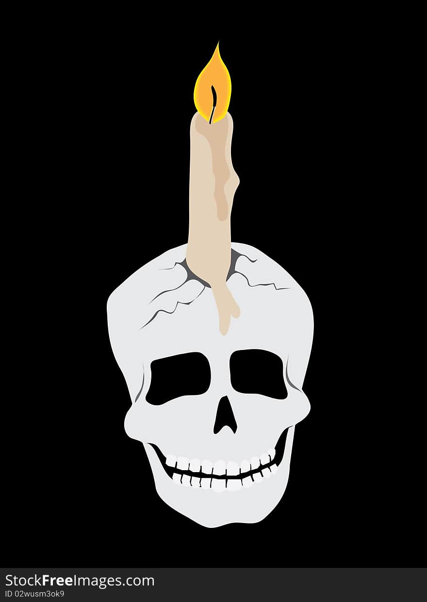 Vector skull candle on black