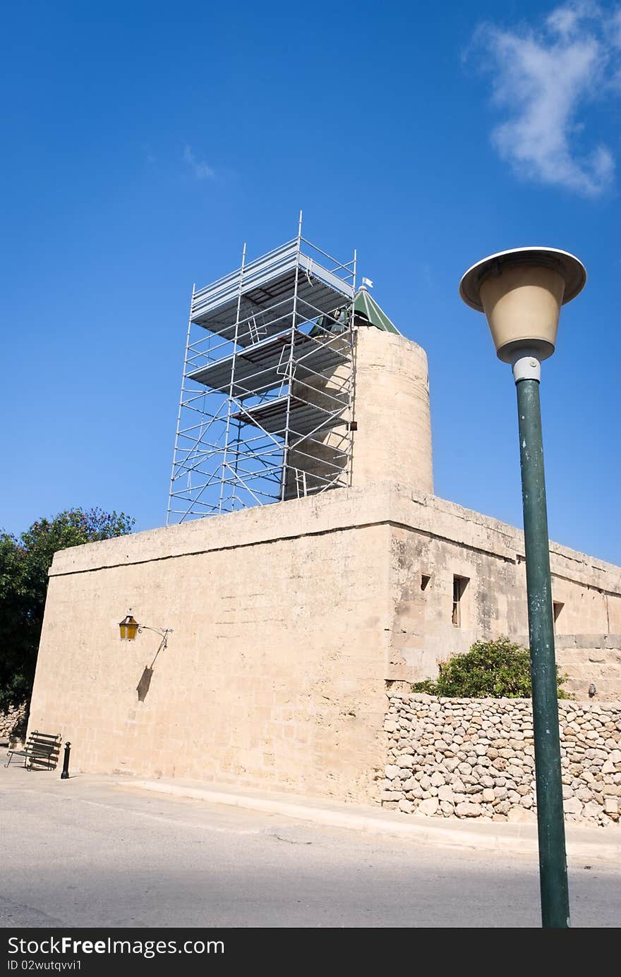 Ta Kola Windmill, Gozo being renovated