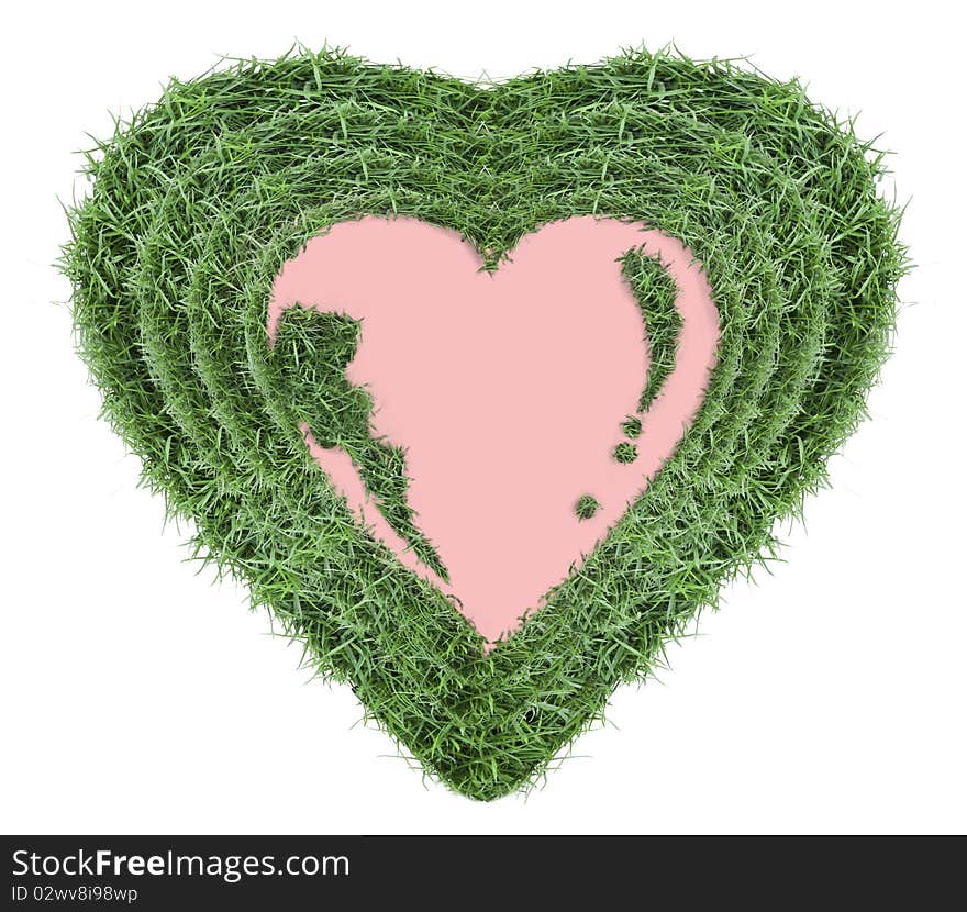 Grass heart shape for photo frame. Grass heart shape for photo frame