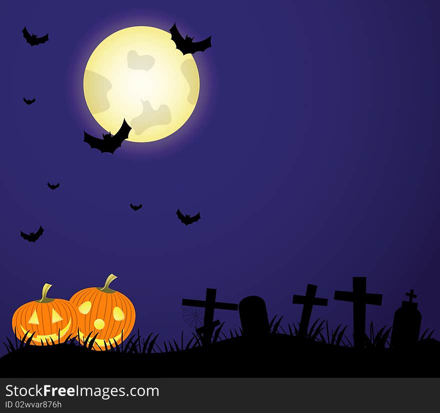 Vector picture about cemetery,pumpkin. Vector picture about cemetery,pumpkin