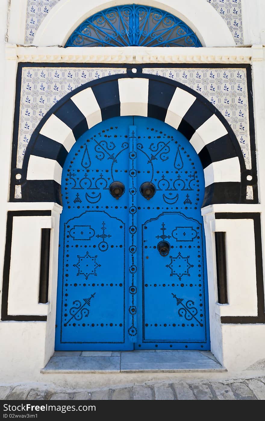 Arabic style door, deep blue with ornament