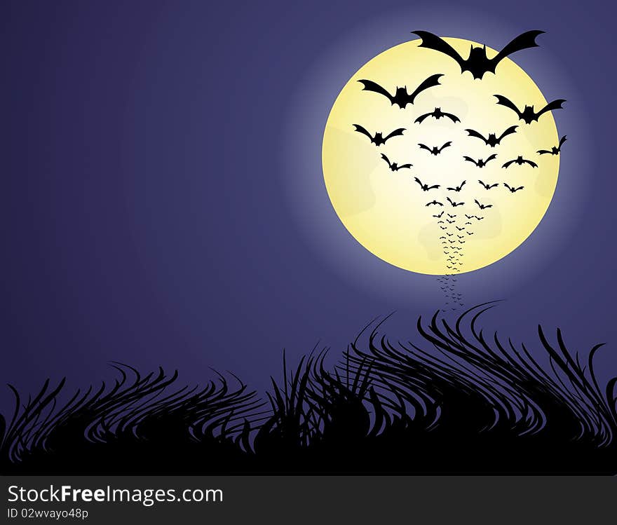 Vector picture about bat and moon. Vector picture about bat and moon.