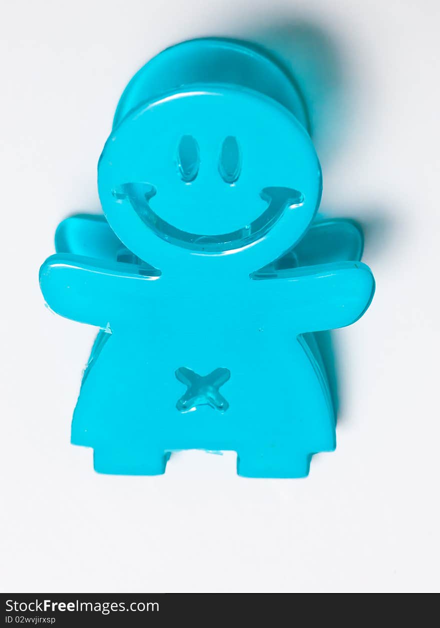 Blue happy paper clip , concept for happy