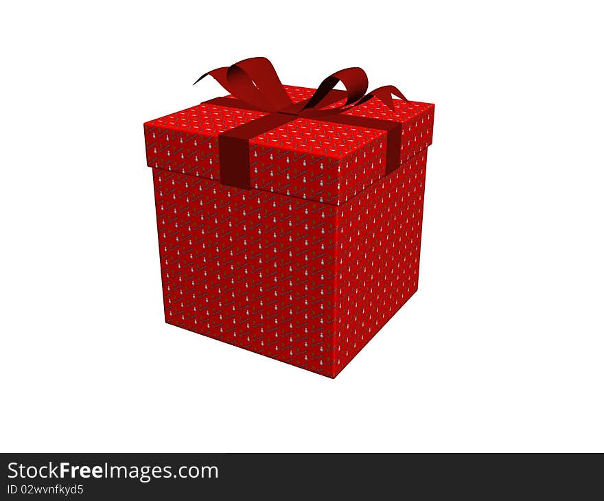 A Christmas gift box over white background.