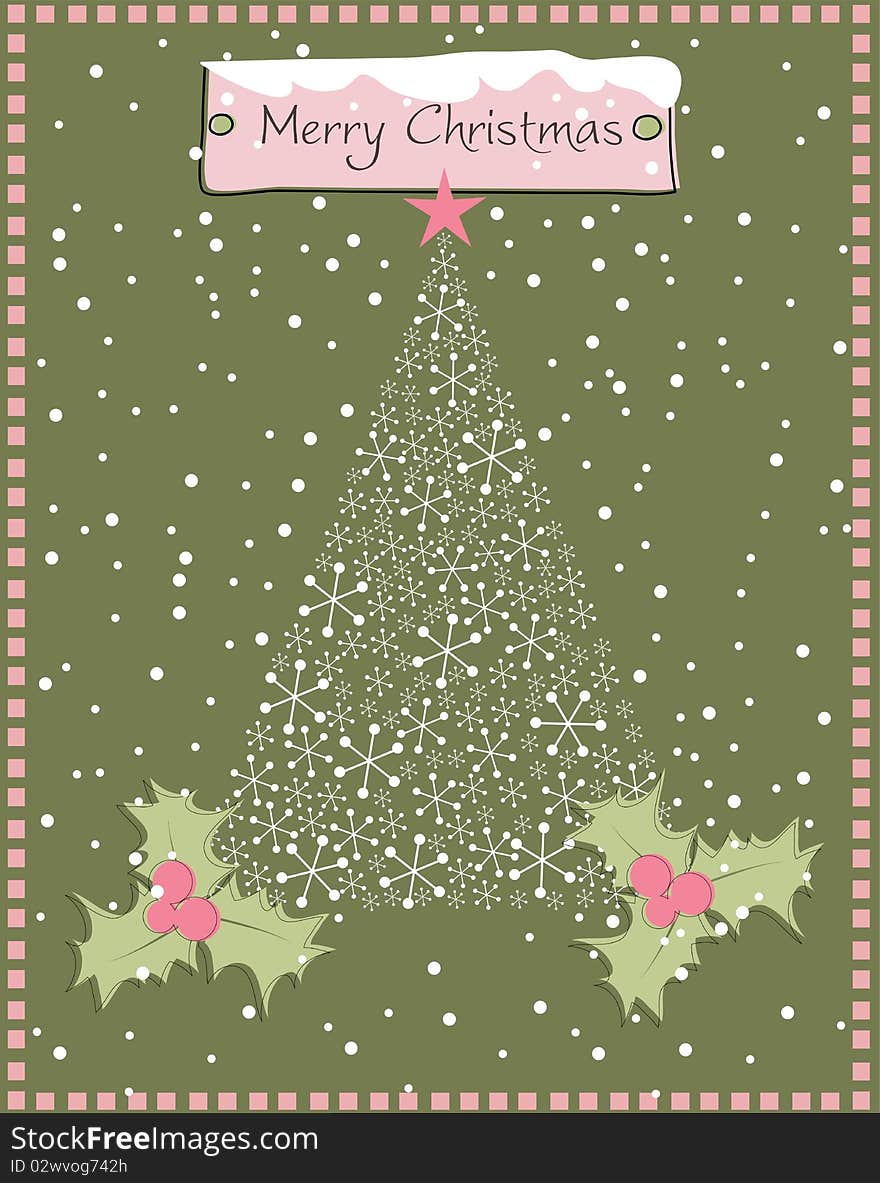 Christmas tree made with snowflakes,