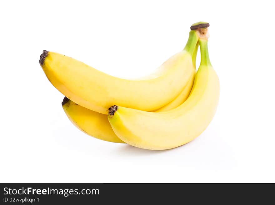 Close up shot of bananas isolated on white