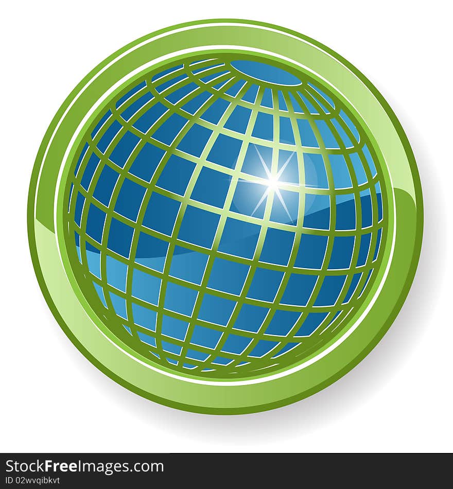 Illustration, transparent blue globe on white background