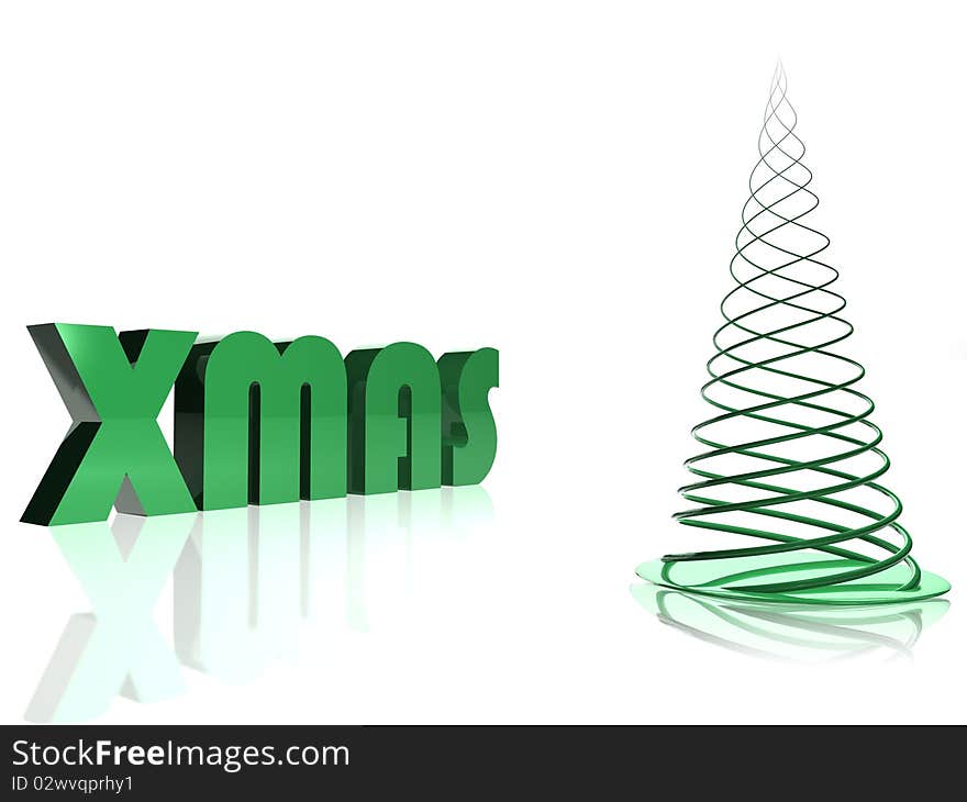 Abstract green christmas tree over white