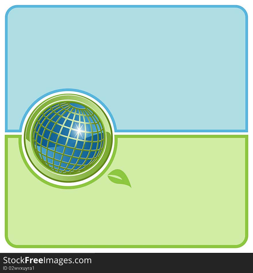 Illustration, transparent blue globe on blue background. Illustration, transparent blue globe on blue background