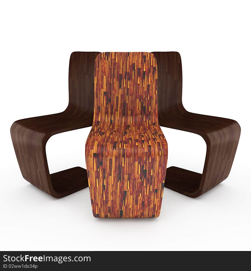 Three Chairs. 3D Illustration