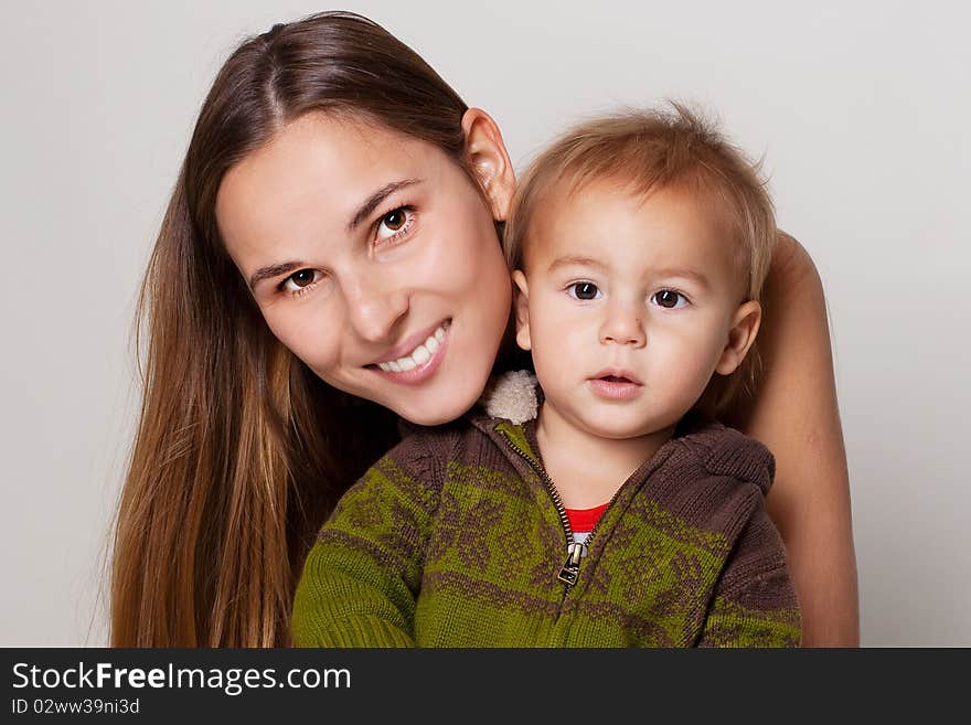 Happy beauty mother with little son. Happy beauty mother with little son