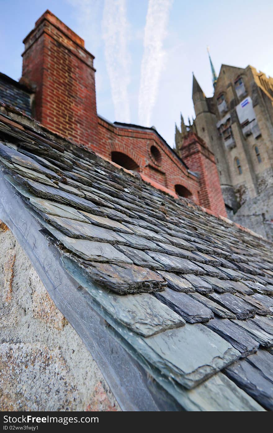 Fragment one of the many buildings in Mont-Saint-Michel, France. Fragment one of the many buildings in Mont-Saint-Michel, France