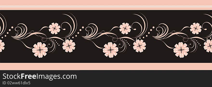 Decorative Floral Element For Design Of Ribbon