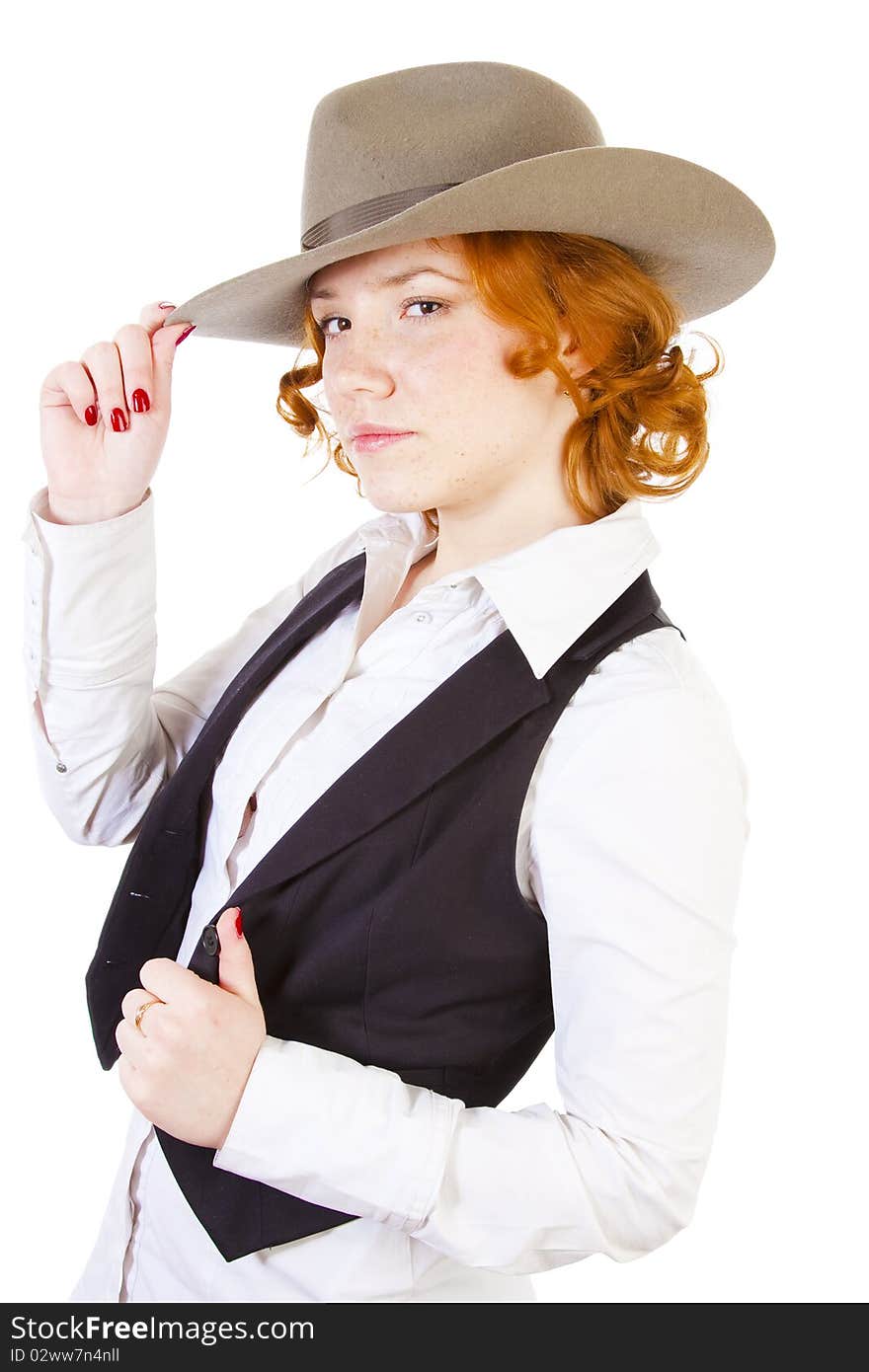 Redhead Girl In Hat