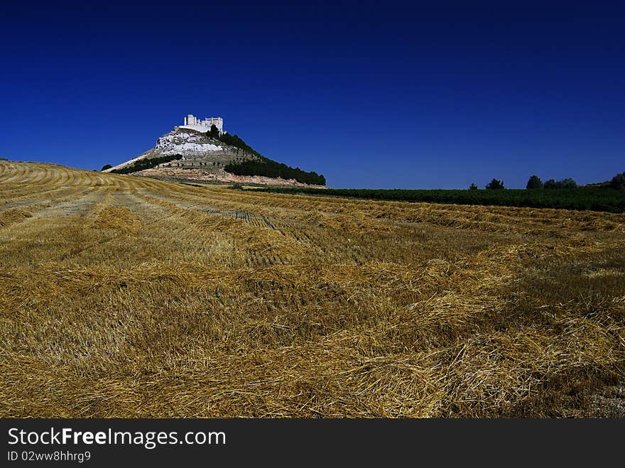 Medieval castle Penafiel in the Spanish countryside