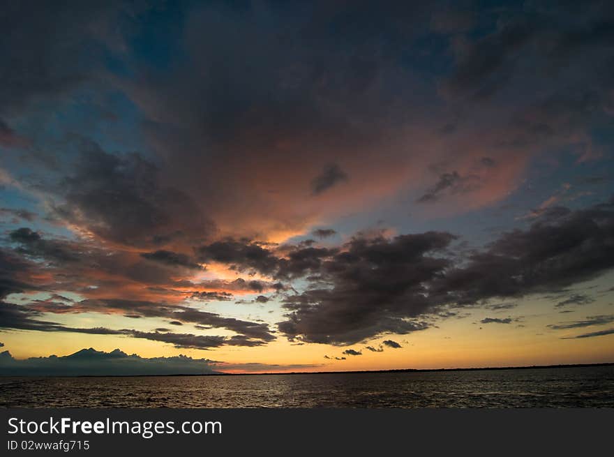 A tropical sunset in Indonesia