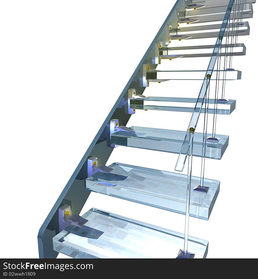 Blue glass ladder with gold accessories