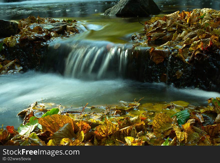 Nice water cascade on autumn