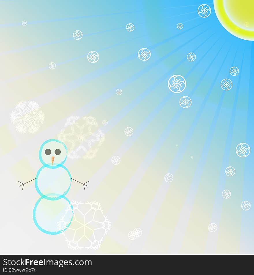 Christmas background with snowmen and snowflakes. Vector.