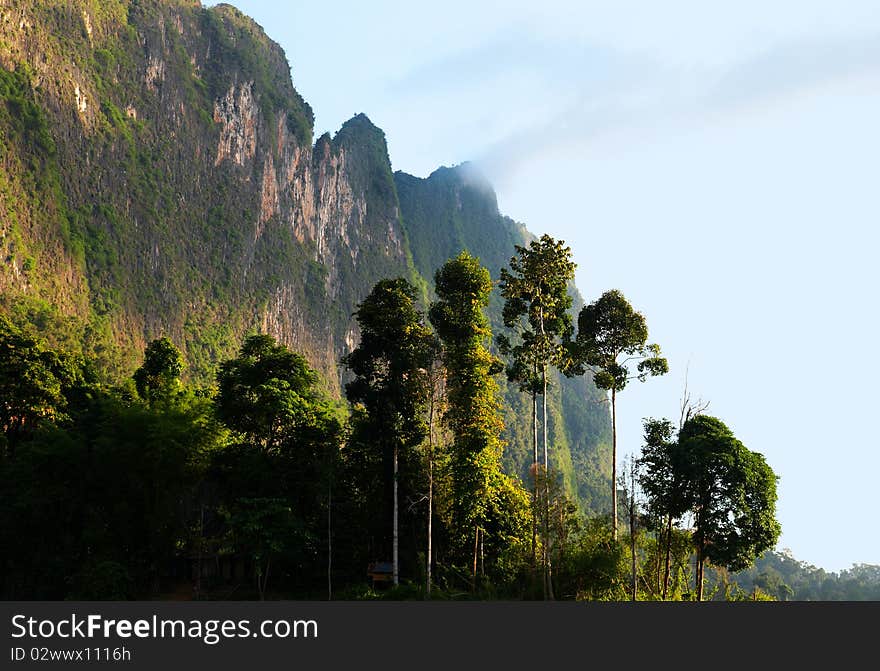 High cliffs on the tropical island