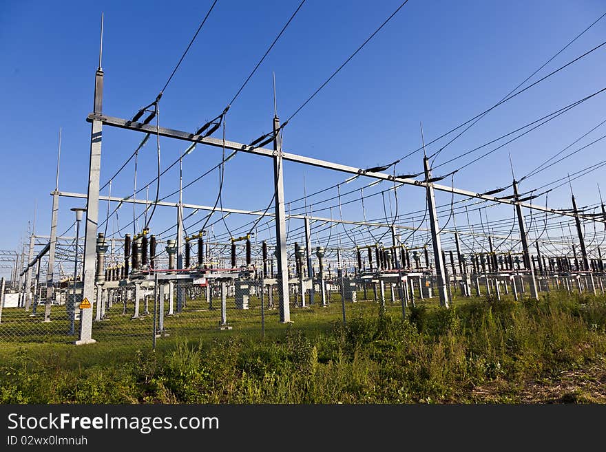 Electrical power plant in farmland area