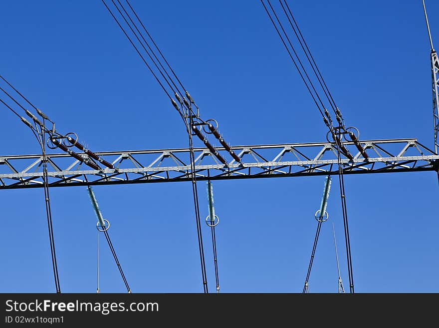 Electrical tower in beautiful landscape with sky. Electrical tower in beautiful landscape with sky