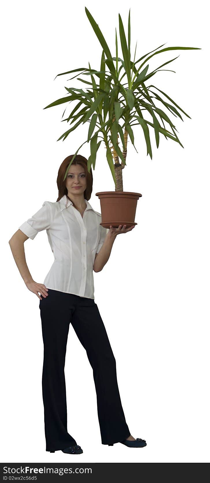 Woman With Plant In Flowerpot