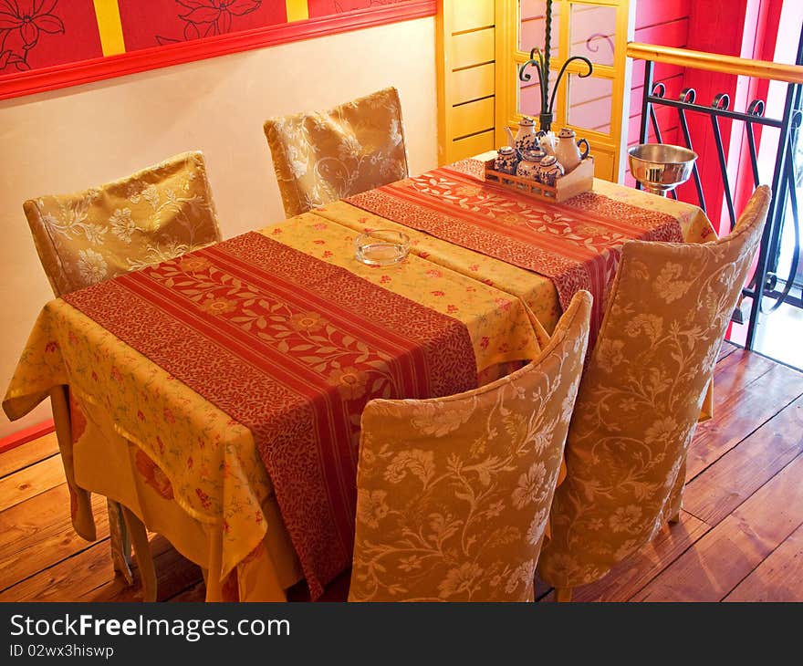 Dining table in fancy orient restaurant