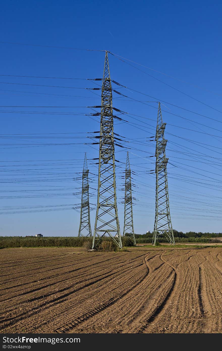 Electrical tower in beautiful landscape with sky. Electrical tower in beautiful landscape with sky