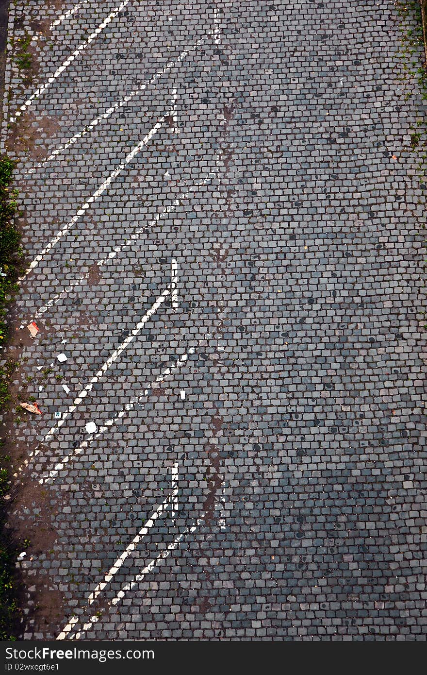 Marked parking lot without cars