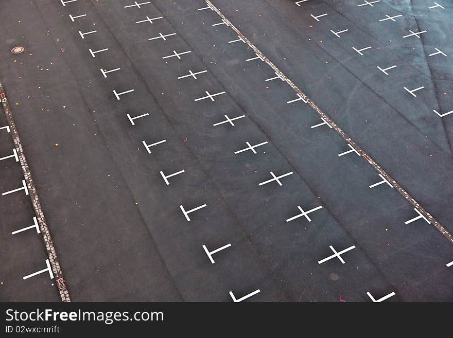 Marked Parking Lot Without Cars