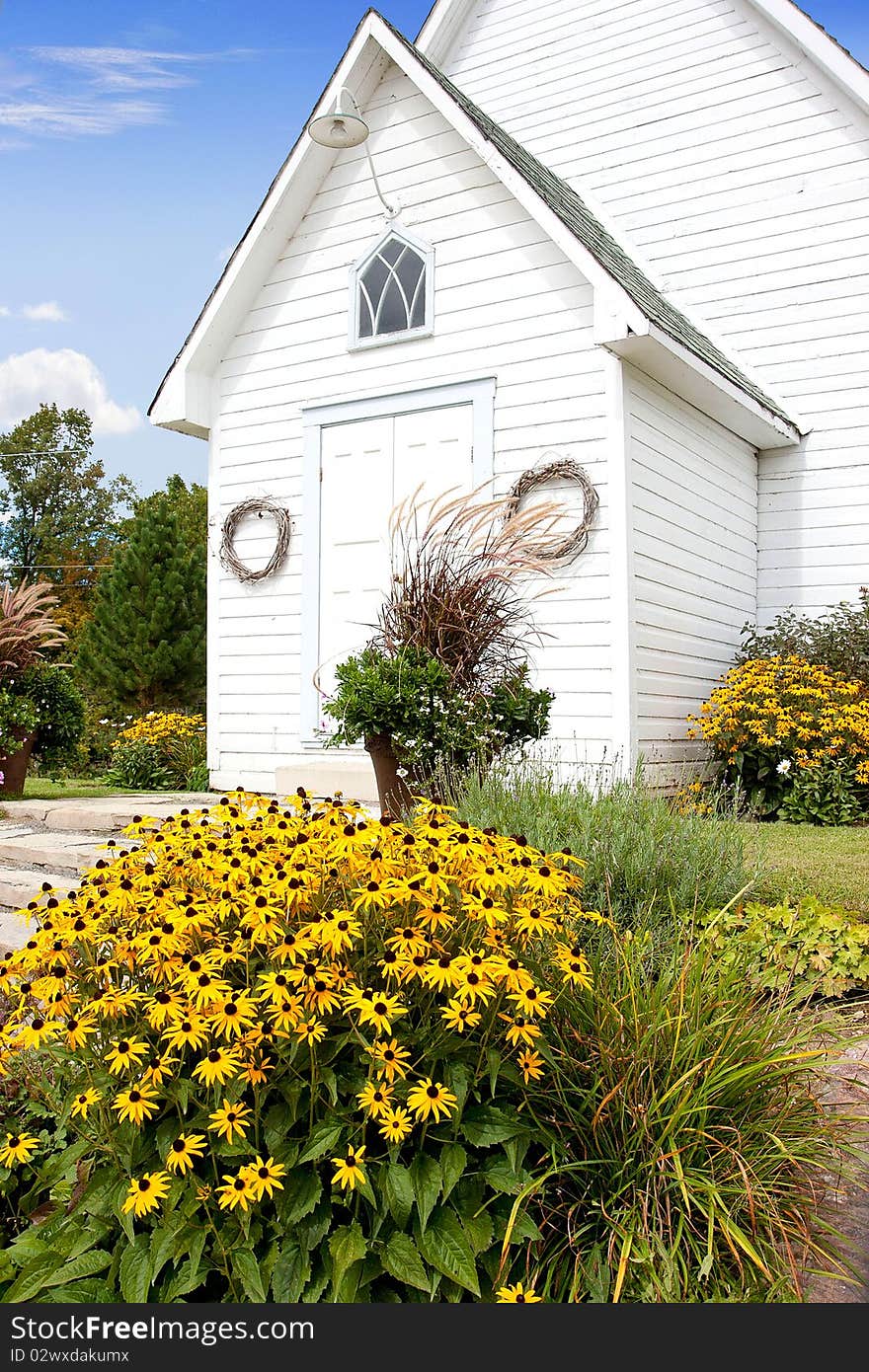 Old wooden chapel in suburb