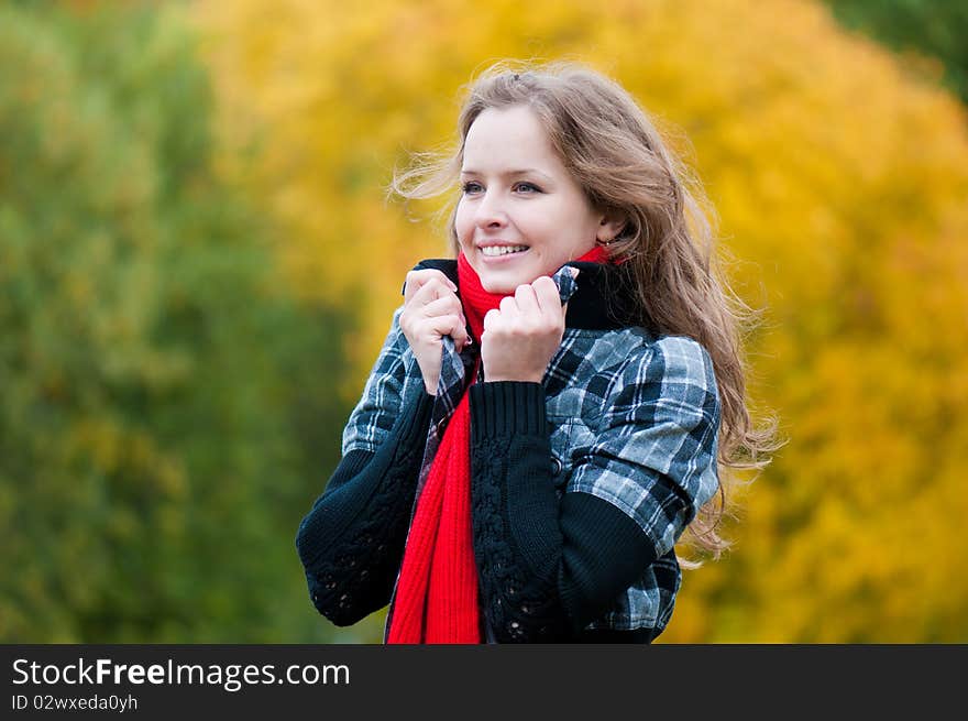 Very beautiful young girl in park