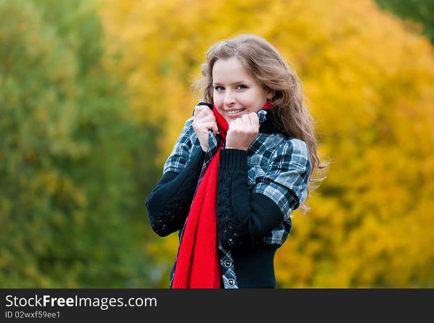 Very beautiful young girl in park