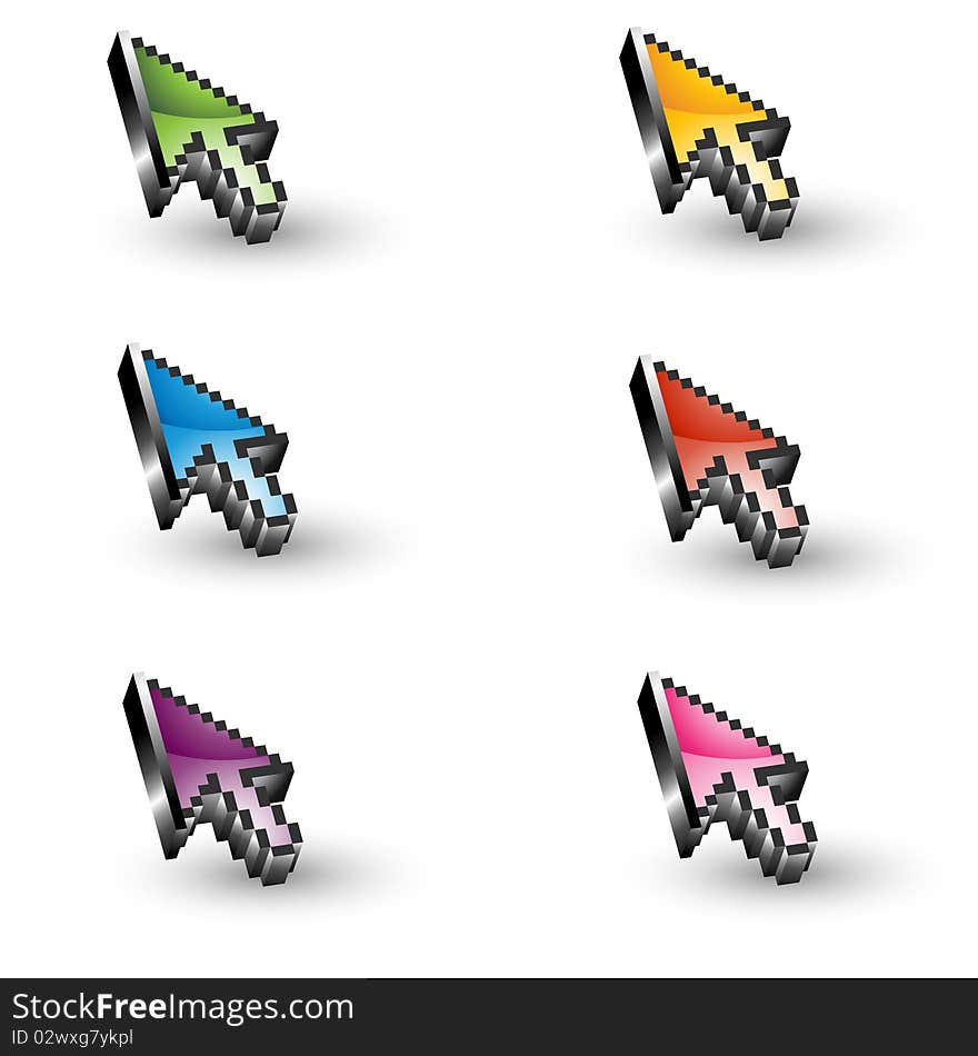 Six various colors 3d arrows