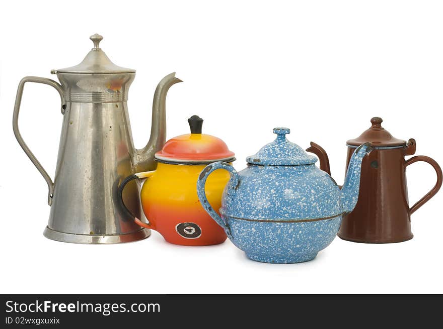 Set of old kettles