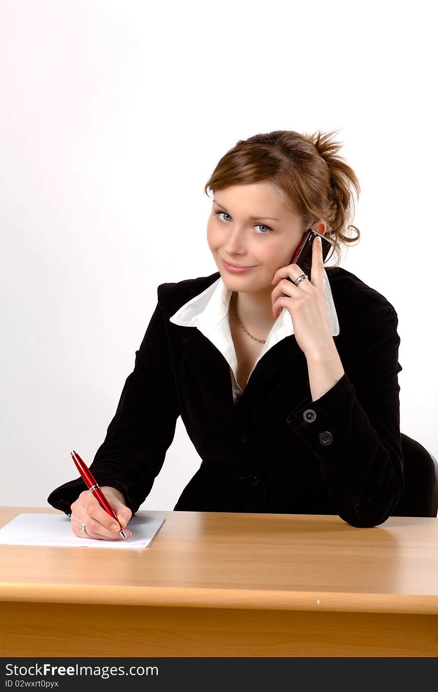 Businesswoman Working At A Desk