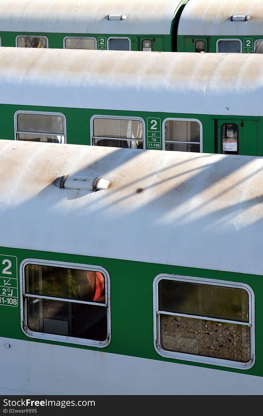 Traditional empty waiting trains on the biggest czech train station, Bohumin, Czech Republic